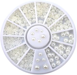 TEHAUX 200 Pçs/Caixa Decoração Branca Joias Para Unhas Decorações Para Unhas Para Arte De Unhas Meia Pérola Contas A Granel Pérola Pedra Cabochões Joias Para Unhas Pérolas Pérolas
