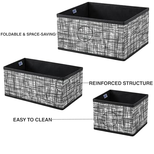 Image of Skrill 6-Piece Foldable Cloth Storage Box Set | Cube Baskets, Bins & Dividers for Closet & Dresser Drawer Organization | Storage for Shirts, Pants, Underwear, Bras, Socks & More (Blackchecks)