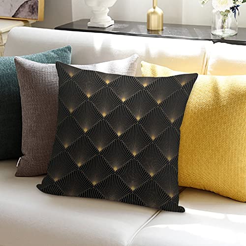 Rurals Art Deco Golden Gold Black Elegant Chic Vintage Retro Decorative Pillow Covers Cozy Soft Throw Pillowcase Square Couch Cushion Cover For Home Decor Sofa Living Room Bed Car 18X18 Inch thumb #6