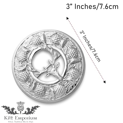 Image of Kilt Emporium Scottish Stag Kilt Brooch Pin - 3-Inch Rust-Free Brass
