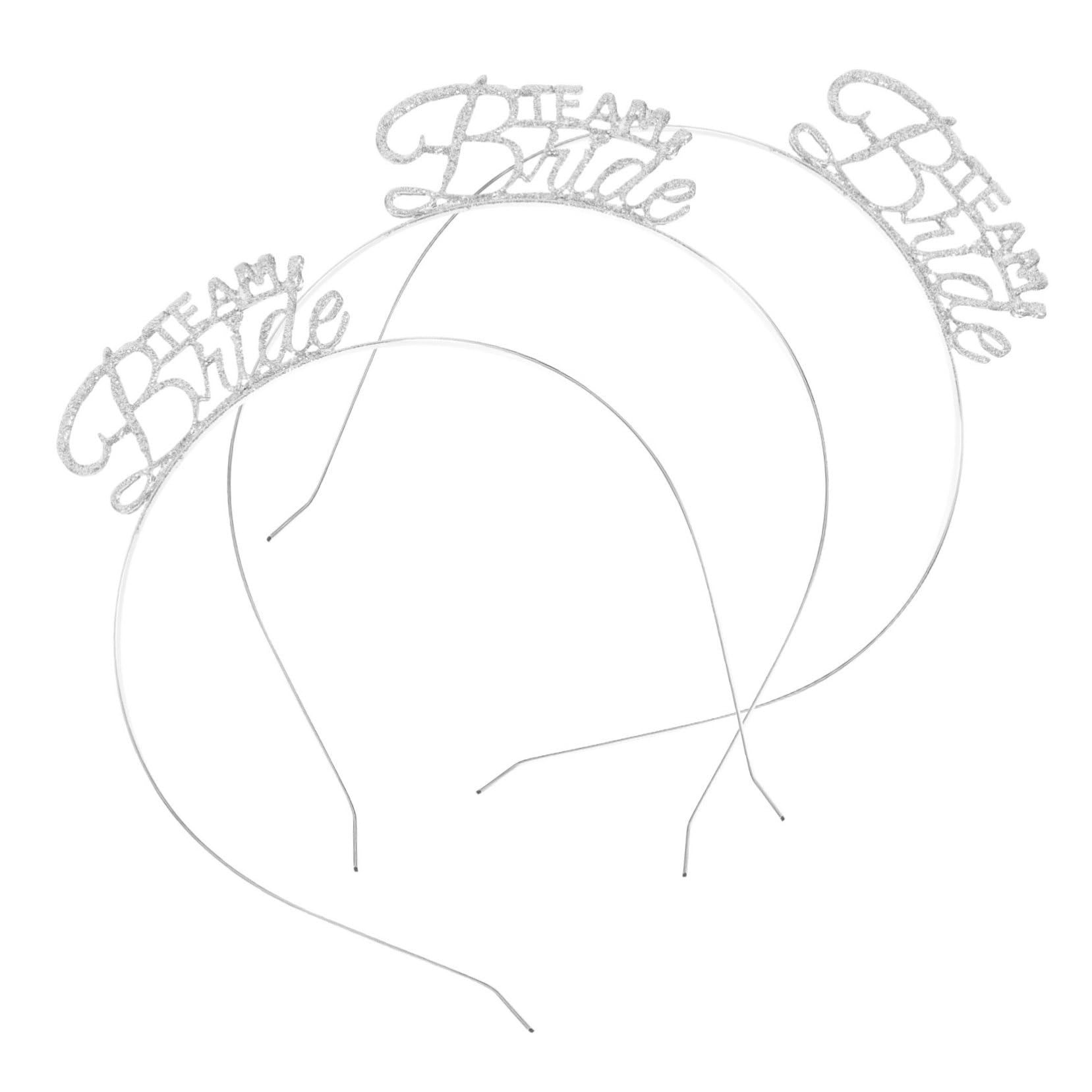 WOONEKY Cerchietto in Metallo Argento 3 Pezzi per Bride Team, Accessori Chioma per Single Party Hair Hoop e Bachelor Party Fermacapelli Resistente