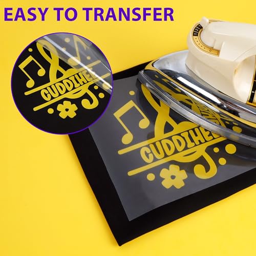 Image of HTVVETUR Yellow HTV Iron on Vinyl 12Inch by 35ft Heat Transfer Vinyl for T-Shirt HTV Rolls for All Cutter Machine - Easy to Cut & Weed (35ft, Yellow)