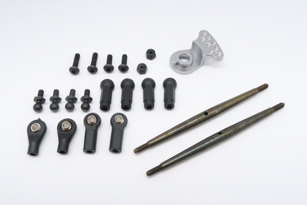 Tamiya DT-03 Upgrade Steering Tie Rod Set - Spring Steel Anti-Thread With Servo Saver (Green) - View #2