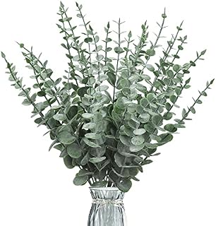 ROLLWAY 30pcs Artificial Eucalyptus Stems Leaves Faux Eucalyptus Leaves Plant Garland Fake Eucalyptus Foliage Branches for Flower Arrangement, Wedding Party, Home Decoration