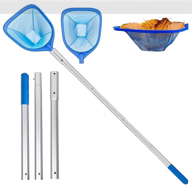 Pool and Spa Skimmer Net with Pole, Handheld Ultra-Fine Mesh Pool Leaf Skimmer Net - Hand Held Spa, Hot Tub, Pond Cleaning - Step-Up 25" to 55" Feet Long, 5" Deep Netting, Scoop Skim-picture-11