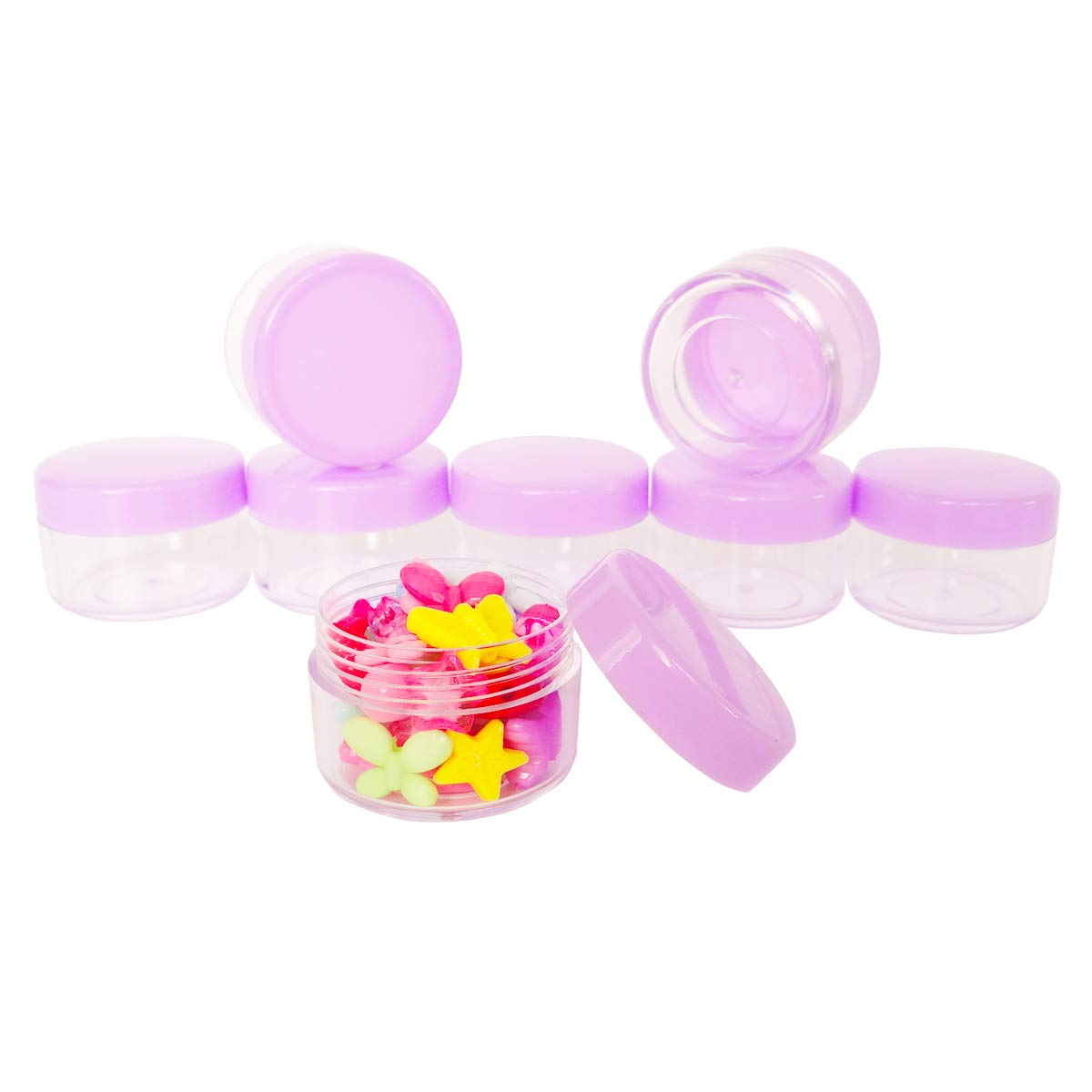 Wopanxye 12pcs 15 Gram 15ml Small Empty Sample Jars, Refillable Cosmetic Container, Plastic Round Pot Purple Screw Cap Lid - Image 3