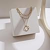 Azwood Boho Layered Circle Choker Necklace Choker Vintage Paperclip Chain Necklace Geometric Circle Pendant Necklaces Gold Hollow Multilayer Statement Necklaces Jewelry for Women Girls #1