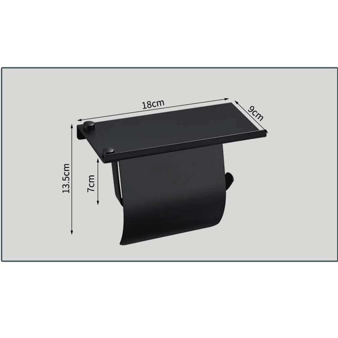 Portarrollos de Papel higiénico Portarrollos de Papel higiénico con Estante de Acero Inoxidable montado en la Pared para Cocina Baño Portarrollos de Cocina, Negro Mate