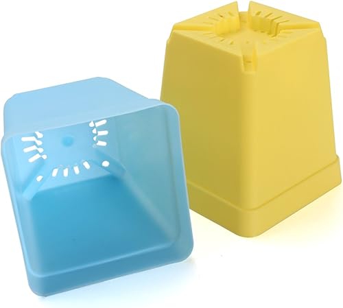 Miniatura 4 de Zicome macetas de plástico de colores con platillos, 12 unidades Colorful Plastic Plant Pots with Saucers, Set of 12