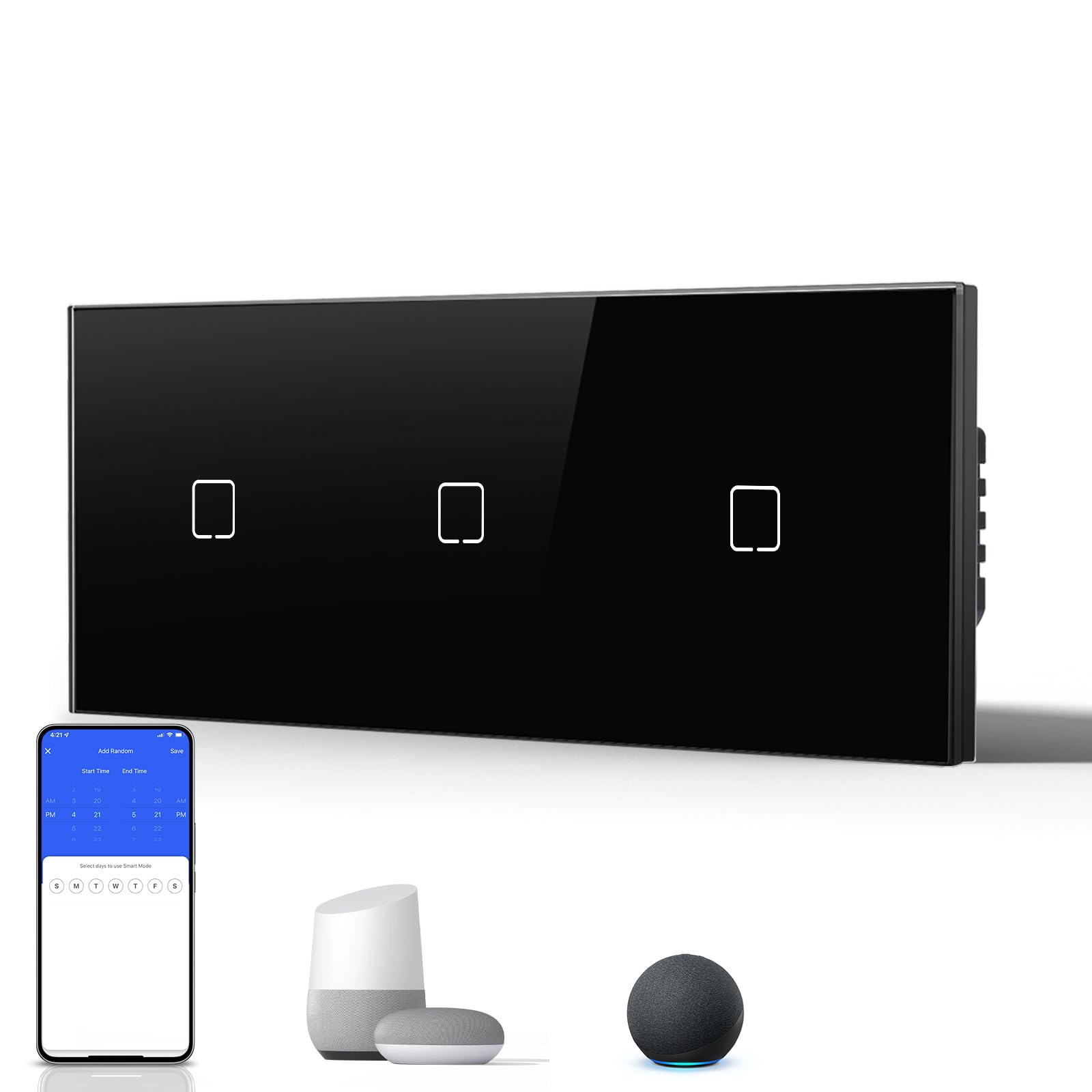 BSEED Interruptor Inteligente WIFI,Interruptores Tactil Con Cristal,Compatible con Alexa,Tuya y Smart Life,Requiere Cable Neutro,2 Gang 1 Vía,86mm Blanco — view 75