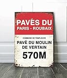Vintage Style Paris - Roubaix Race Cycling Sign Vintage Metal Sign Plaque Poster 8X12 Inches