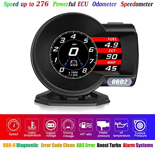 HUD Display Car OBD2, YUGUANG HUD OBD2 Gauge Heads-up Display HUD Speedometer 4"