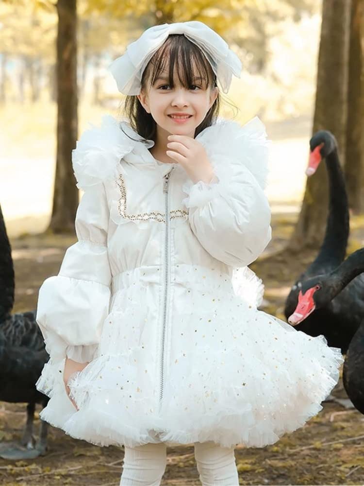 パリコレ 豪華エンブロイダリー刺繍とフリル装飾 スノーホワイトダウンジャケット パリコレ 豪華エンブロイダリー刺繍とフリル装飾 スノーホワイトダウン