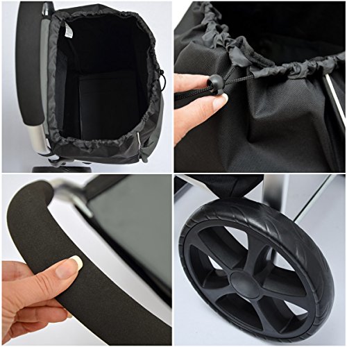 EYEPOWER 52L Einkaufstrolley Kühlfach Faltbarer Einkaufsroller 100x43x38cm Grau – Bild 6