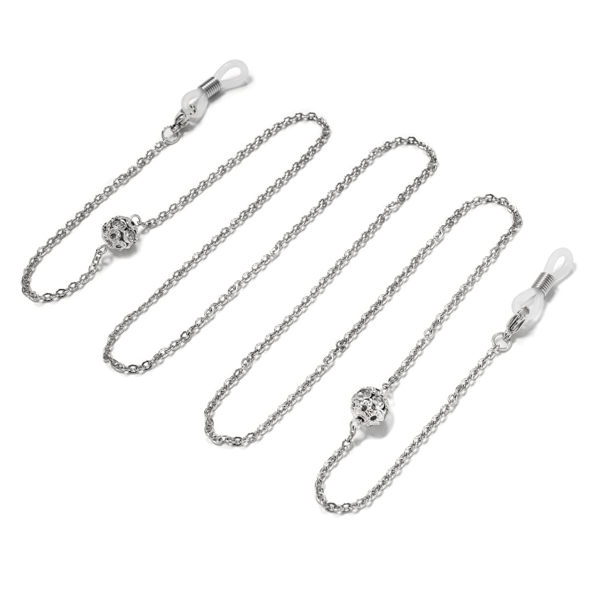 DNLKWGO Elegante maschera cordino occhiali da sole cinghia titolare occhiali alla moda catena di fermo per le donne, Argento, Etichettalia unica