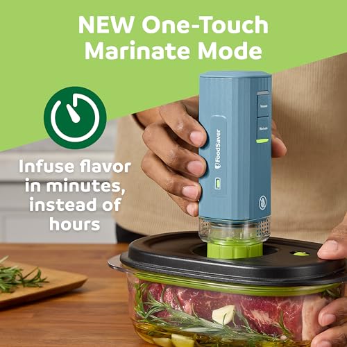FoodSaver Mini Handheld Vacuum Sealer, Cordless, Vacuum Sealer with Charging Dock, Blue