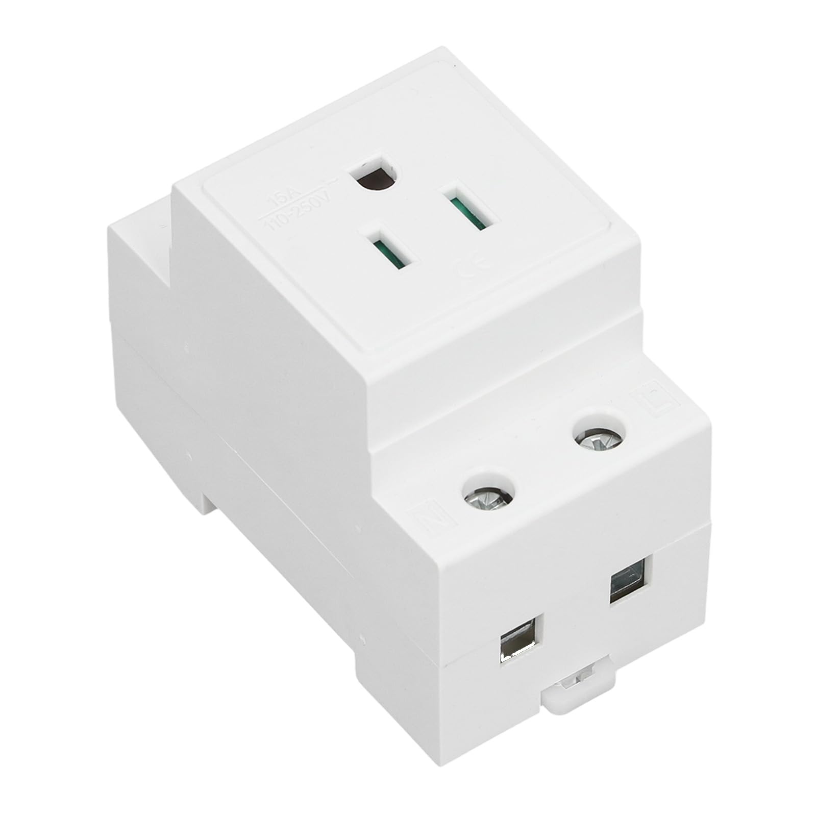 DIN Rail Socket, DIN Rail Mount Modular Power Socket Single AC Outlet, Built in Protective Outlet for Distribution Panel, DIN Rail Mounted Receptacle (US