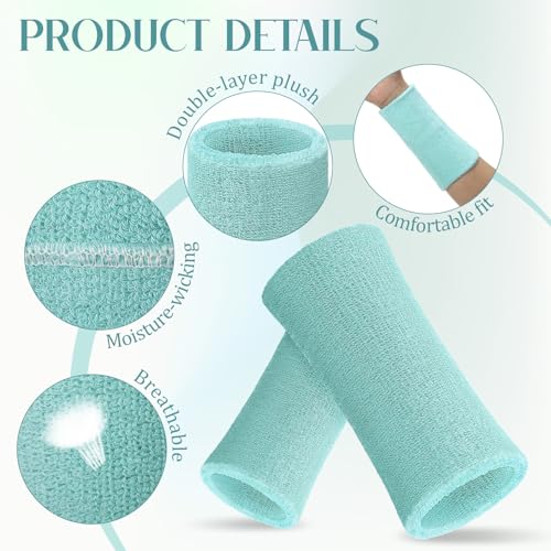 Image of WILLBOND 6 Inch Wrist Sweat Bands for Men Women Tennis Elastic Athletic Long Sweatband Wrist Absorbent for Basketball Tennis Running Outdoor Activity