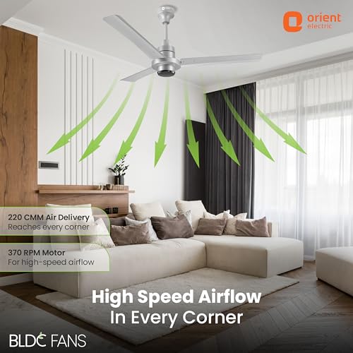 Image of Orient Electric's 1200 mm I Tome Remote| BLDC ceiling fan | BEE 5-star rated, consumes 26W at the highest speed| Saves up to 50% on electricity bills| 3-year warranty| Space Grey, pack of 1