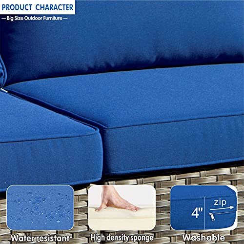 Ovios Patio Furniture Set 6 Pcs Big Size Conversation Set Outdoor Pe Rattan Sectional With 2 Pillows And Coffee Table thumb #3
