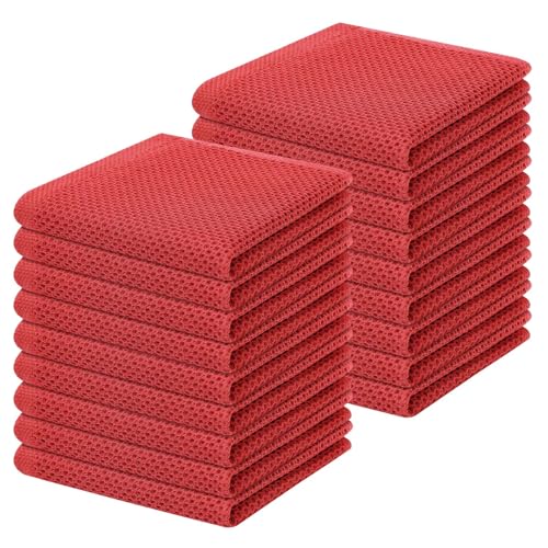 Image of Homaxy 100% Cotton Waffle Weave Kitchen Dish Cloths, Ultra Soft Absorbent Quick Drying Dish Towels, 12 x 12 Inches, 18-Pack, Brick Red
