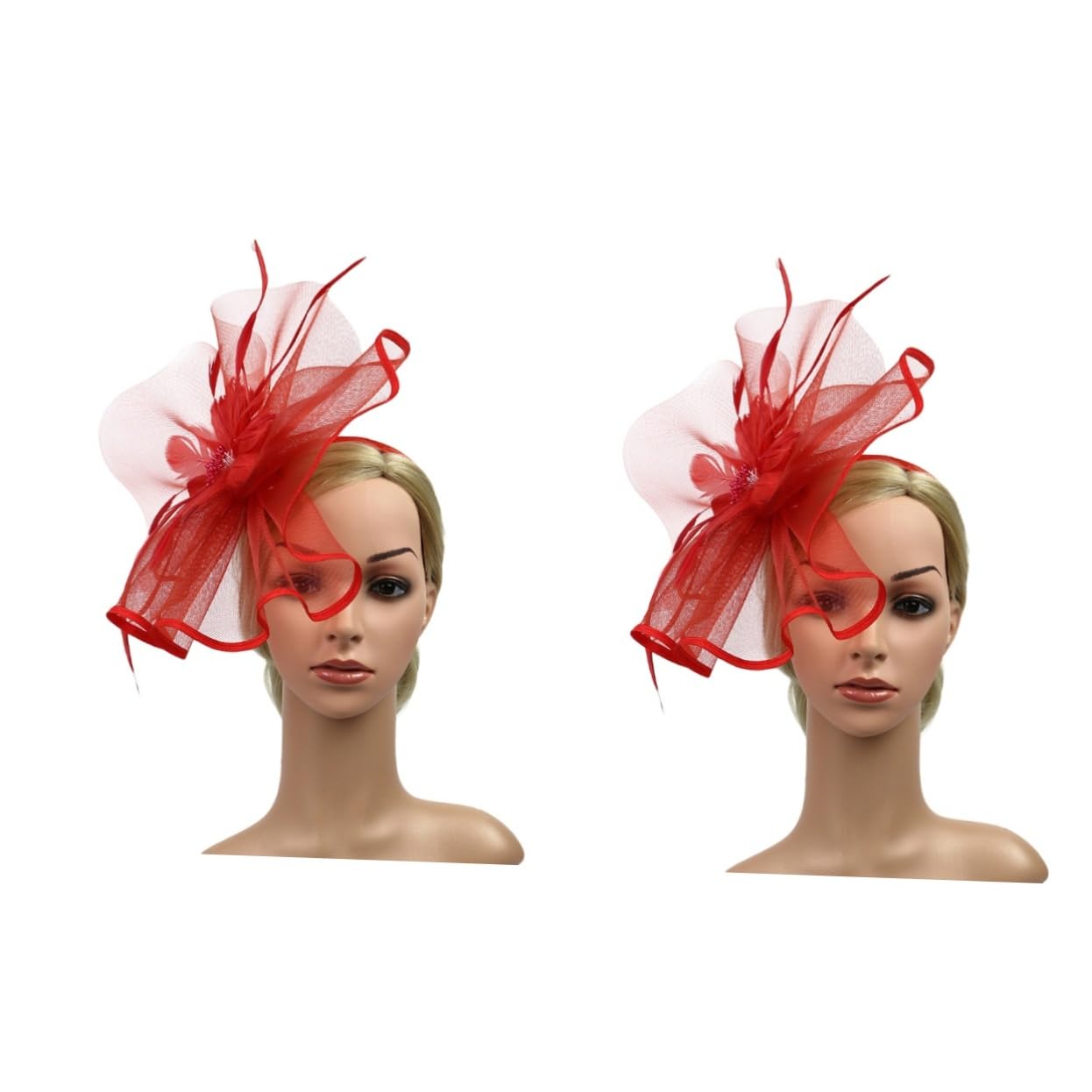 Housoutil 2pezzi Fascinator Creativo Rosso Con Fiore Cerchietto Elegante Per Feste Matrimoni e Occasioni Speciali Accessorio Da Ballo e Cosplay Per Donne e Ragazze