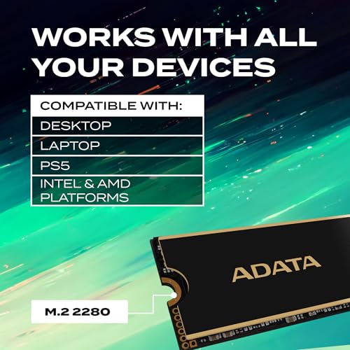 Image of ADATA LEGEND 900 - PCIe Gen4 x4 M.2 2280 Solid State Drive (SSD) - 1TB High-Speed Storage - Up to 7,000 MB /s Read Speed - Built-In Heatsink & Durable Design - Ideal for Gamers, Creators & PC Builders