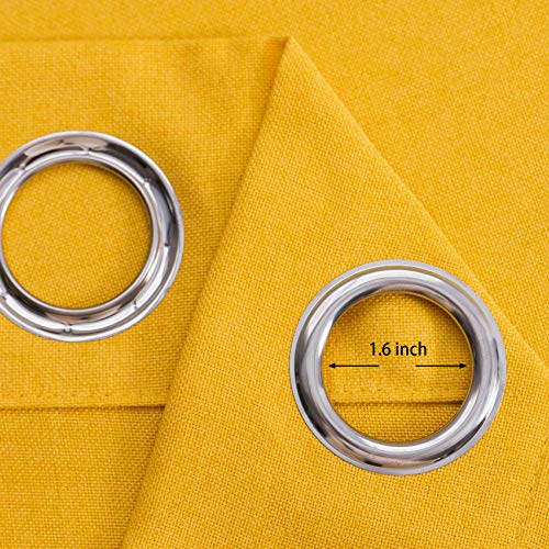 Upopo Yellow Curtains Kitchen Privacy Semi Sheer Linen Textured 54 Inch Length Living Room Bedroom Drapes Basement Window Treatment Curtain 2 Panels Grommet Top #TOP2