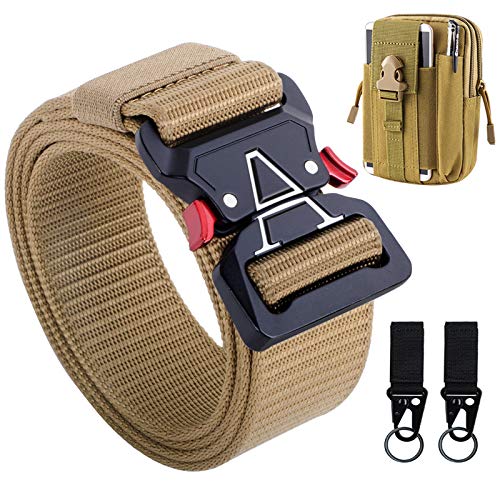 Tactical Belt, Military Belt Heavy Duty Men's Tactical Belts with Tactical Belt Accessories Pouch & Hook