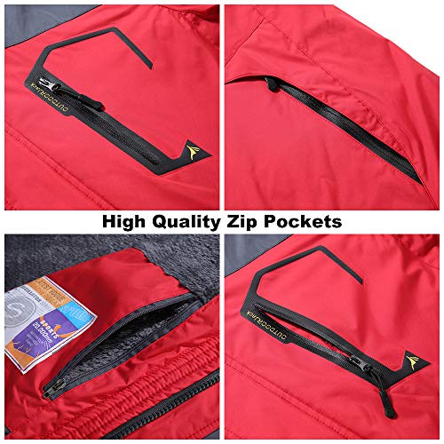 Image of Susclude Men's Fleece Snowboarding Jacket Winter Windproof Mountain Jacket Fleece Lined Warm Hooded with Multi-Pockets