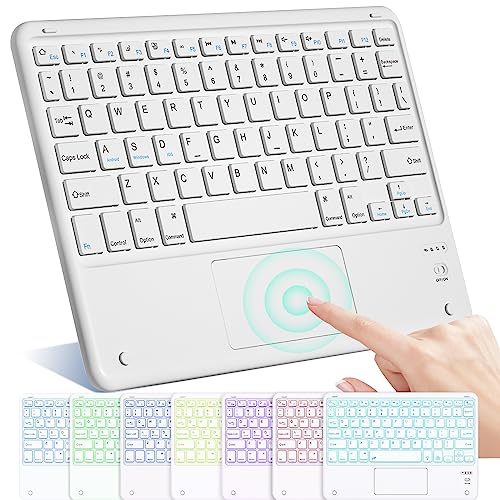 Teclado Bluetooth retroiluminado de 7 colores con trackpad estable para iPad y Android