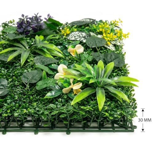 Image of Dekorly Artificial Grass Wall Panels | Indoor Outdoor Decoration | Garden, Floor, Balcony Home Decoration | Vertical Garden Artificial Wall Plants (Multi Flowers Mat, 58cm x 40cm)