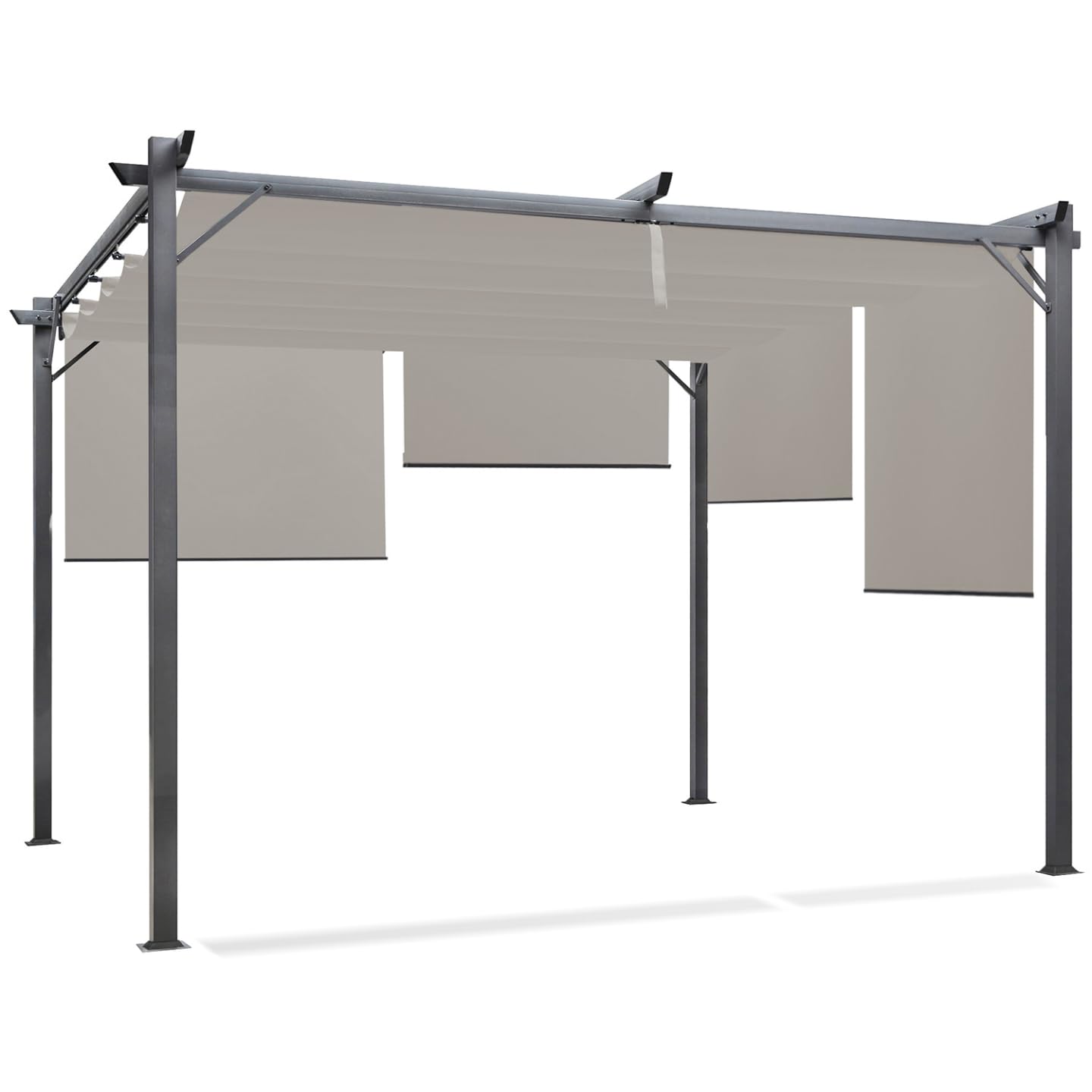 IDMarket - Pergola édition spéciale Toit rétractable 3x4 M et 4 Stores Taupe