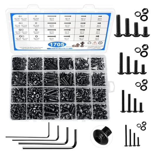 1705 Pcs Machine Screw Assortment Kit, Metric Screws Made 12.9 Alloy Steel, Including M2, M3, M4, M5 Screw Set, Hex Screws, Nuts and Washers, Rustproof and Sturdy Machine Screw Assortment Kit