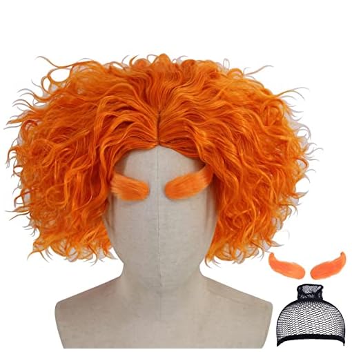 Cfalaicos Adult Orange Wig and Eyebrows