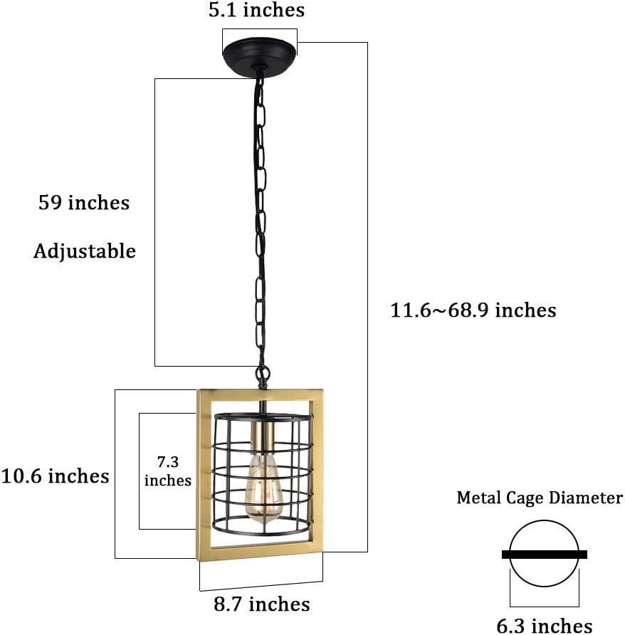 ❤ Crazy Deals Bizinlumin Modern Gold and Black Kitchen Island Lighting, Small Industrial Metal Cage Hanging Pendant Light Fixture Luxury Foyer Porch Hallway Edison Light 1 Light E26 BY19001G Buy 1 get 1 🔥 Bizinlumin Modern Gold and Black Kitchen Island Lighting, Small Industrial Metal Cage Hanging Pendant Light Fixture Luxury Foyer Porch Hallway Edison Light 1 Light E26 BY19001G