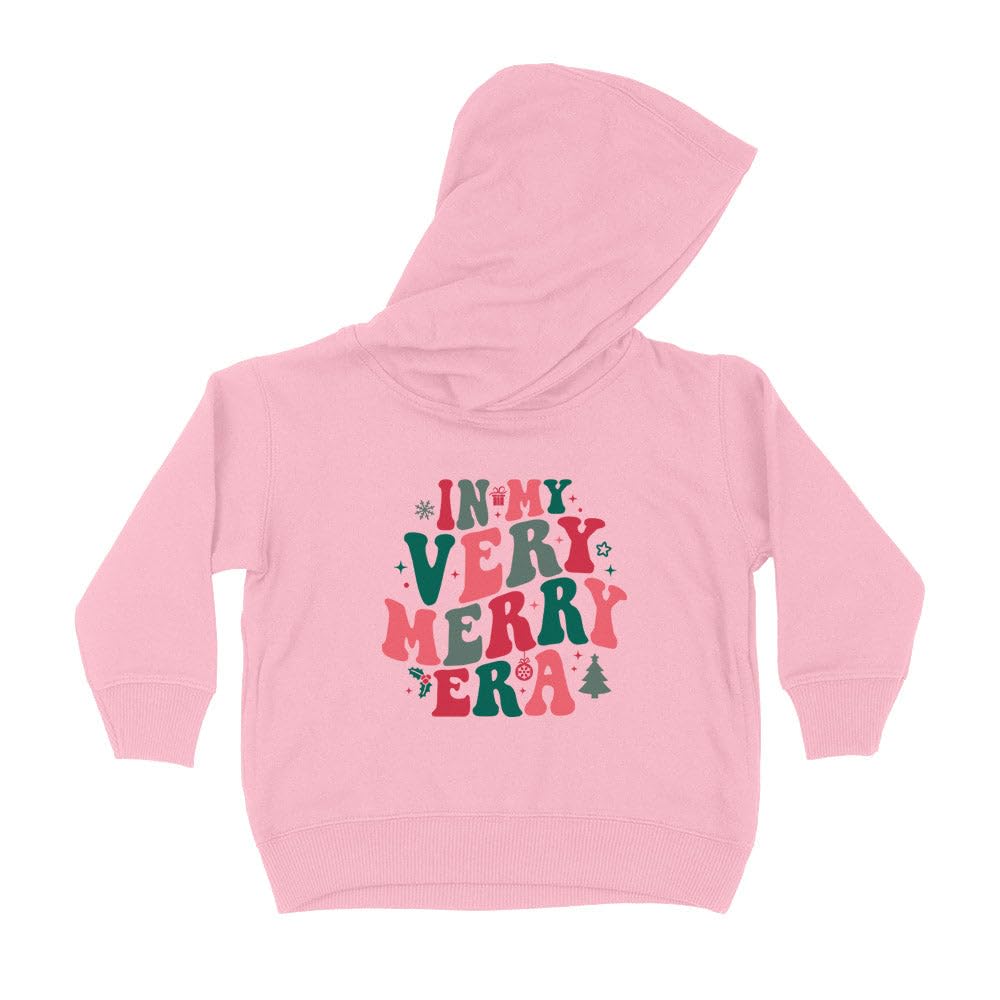 Retro in my Very Merry Era Kids Hoodie Sweatshirt Toddler 4T Light Pink