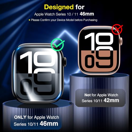 Image of LK 6 Pack for Apple Watch Series 11 Screen Protector 46mm Series 10 [Flexible TPU Not Glass] Self-Healing, Max Coverage, Bubble Free, HD Clear Screen Protector for iWatch S11 /S10 46mm, Anti-Scratch