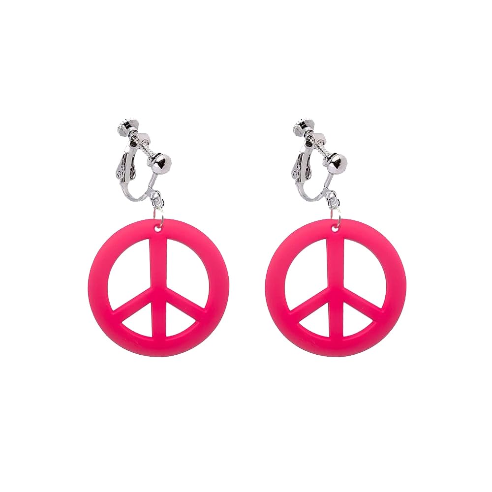Retro Personality Lightweight Acrylic Halloween Peace Clip on Earrings 60s 70s 80s Earrings Ladies Halloween Party Gifts