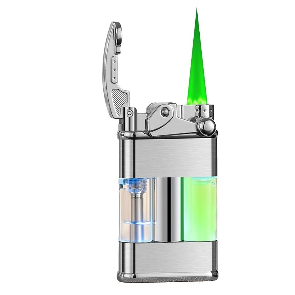 Encendedor de butano recargable con tanque transparente que no se apaga