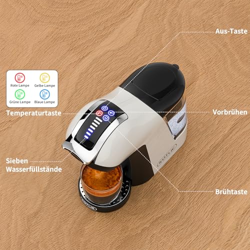 KOTLIE EM-308A 5-in-1 Kaffeemaschine, Kapselmaschine, kompatibel mit Kaffeekapseln/Kaffeepulver und ESE (44 mm), einstellbare Temperatur und Wassermenge – Bild 3