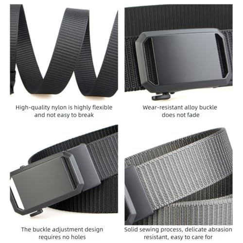 Ratchet Belts for Men Work Belts for Men - No-Hole Automatic Nylon Belt - Adjustable Trim to Fit 27-47 Inch Waist for Casual2