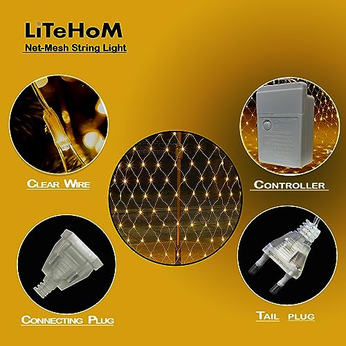 Image of LED Net Mesh String Lights, 6.6Ft X 6.6Ft, 144 LEDs, 8 Modes Diwali Decor with Diwali Lights for Home Decoration! LED Diwali Light, LED Lights for Home Decoration (Warm Net Light)