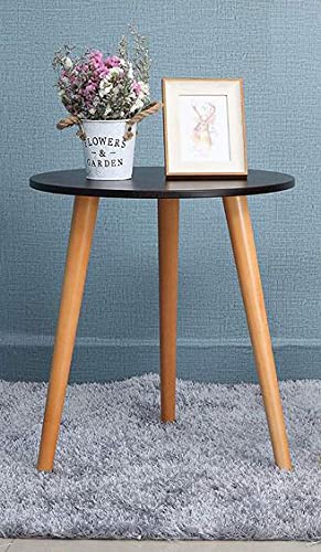 Image of Wood Foldable Oval Shaped Bed Side Table (Large, Black)