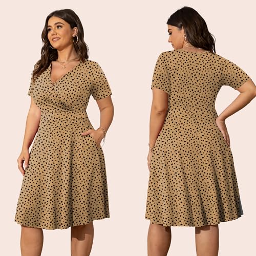 Image of POSESHE Womens Plus Size Dresses Sleeveless Wrap V-Neck Sundress Casual Summer Wedding Guest Cocktail Dress with Pockets