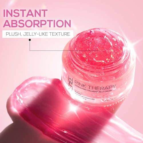 Image of RENEE Pink Therapy Hydrolyzed Collagen Overnight Sleep Jelly Mask | Hydrates, Repairs, Smoothens & Plumps Skin | Peptides, Niacinamide & Hydrolyzed Collagen Enriched | 50 gm