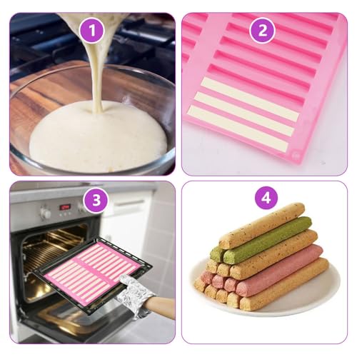 2 Stück Silikonform Hundeleckerli (26x17 cm), 20 Streifen Hunde Backmatte, Wiederverwendbar Riegel Silikonform, Silikon Backmatte Hundekekse für Diy Hunde-Snack-Sticks, Hundekeks-Kausticks