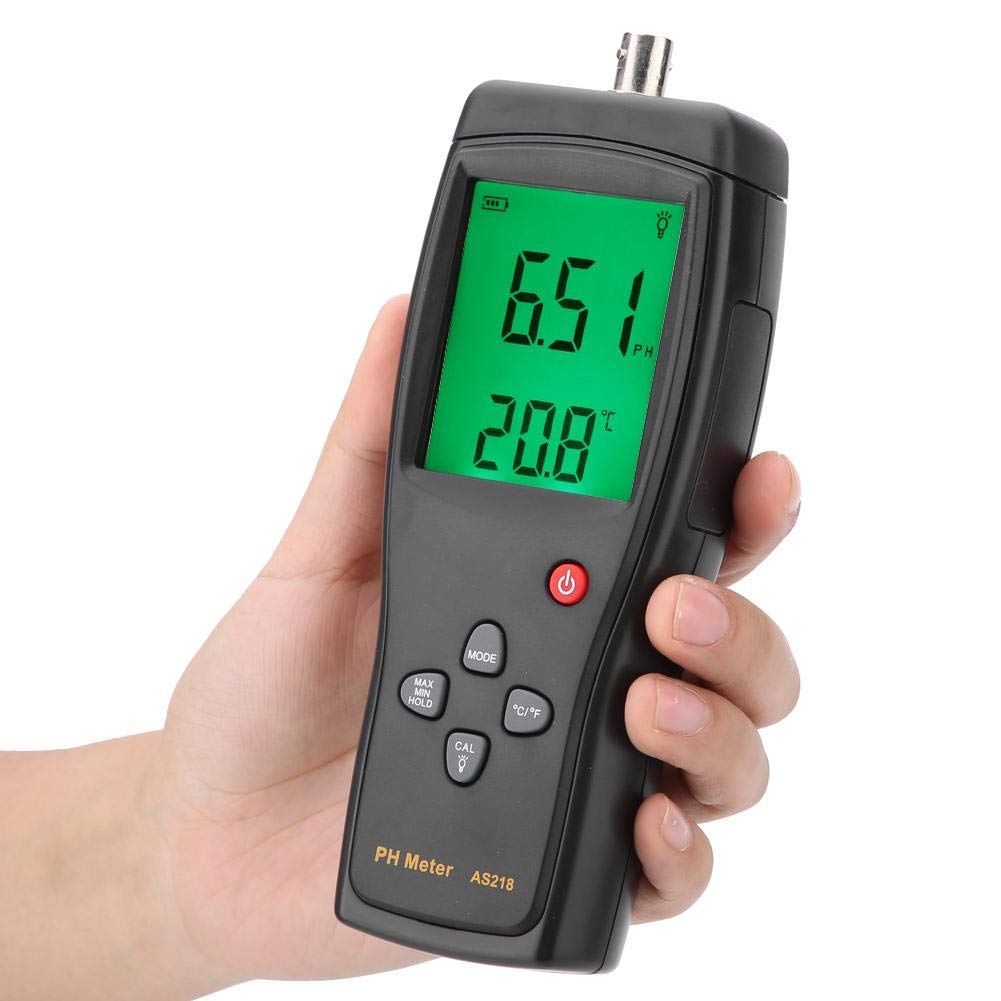 AS218 pH-mètre Numérique de qualité de l'eau, Humidimètre avec Boîte de Rangement et Sonde pour Piscine