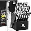 WIZEKA Kitchen Knife Set with Block, NSF Certified 15pcs German Steel 1.4116 Knife Block Set, Professional Chef Knife…