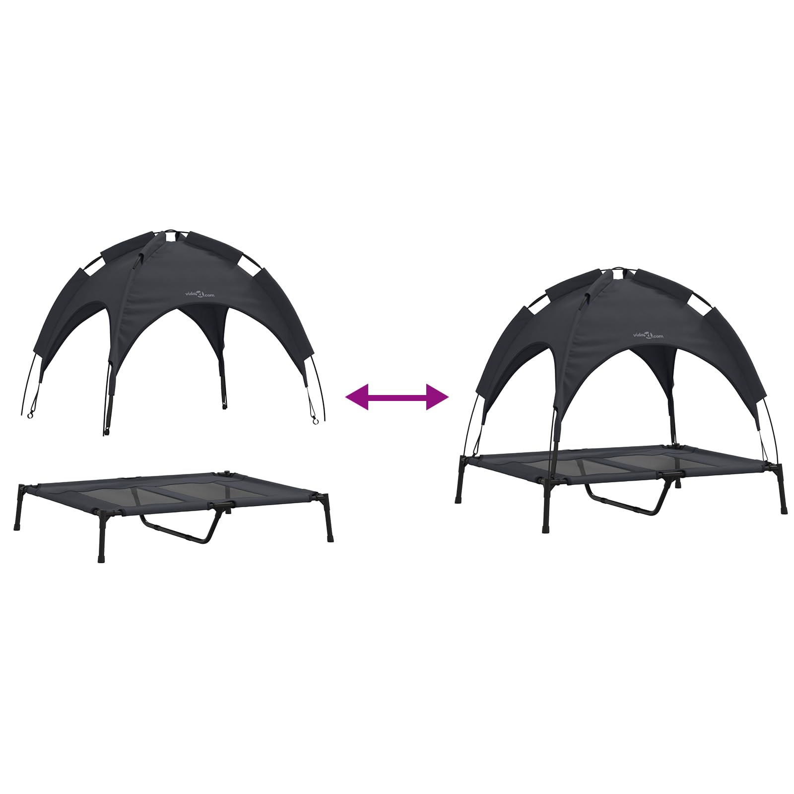 Cama elevada para perros grandes, color negro, grande, impermeable, con techo desmontable, resistente, para interior y exterior